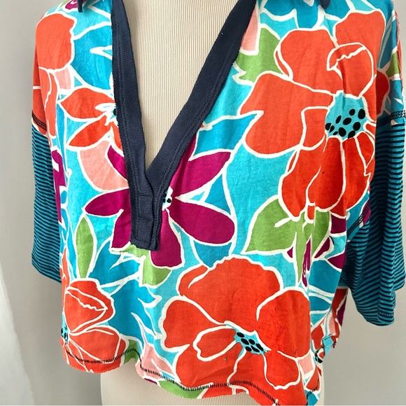 🍒NWT Free People On A Boat Boxy Crop Polo in Coastal. Small. - Picture 5 of 12